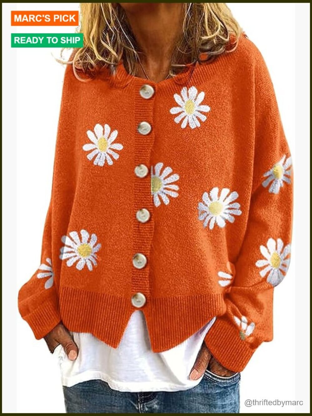 Women's Crop Cardigan Button Down Loose Knit Floral Jacquard